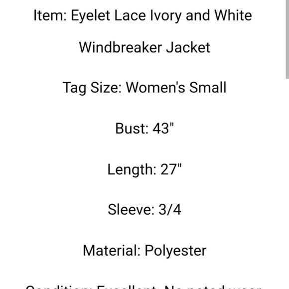 Hei Hei Anthro Eyelet Windbreaker Ivory White - Picture 2 of 6